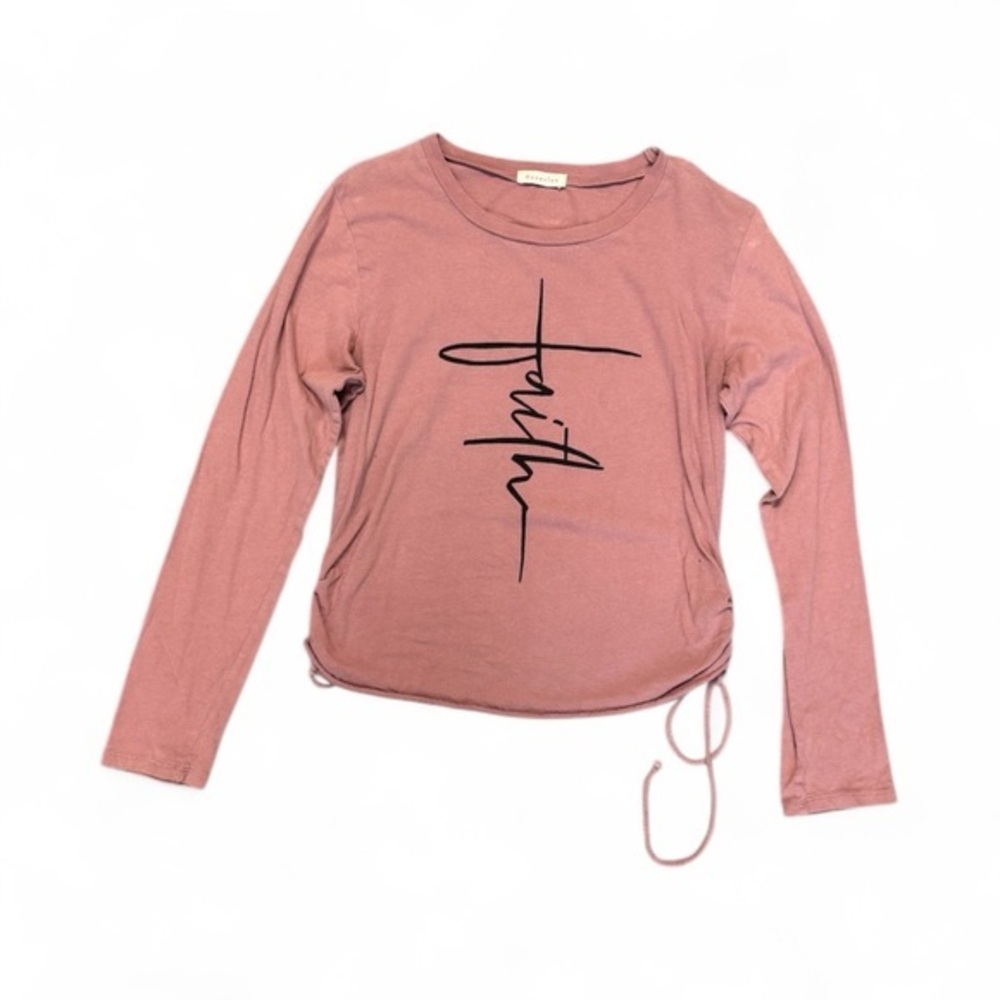 Occasion Long Sleeve Top with Faith Script - Dusty Rose